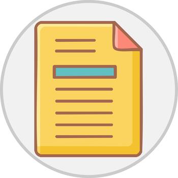 plano icono de un documento con líneas y un de colores caja vector