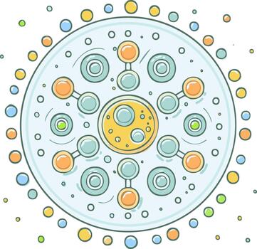 Abstract Circular Molecule Structure with Spheres and Connections, Science Concept Art vector