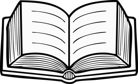 Simple line art drawing of an open book, a classic symbol for education, reading, and knowledge vector