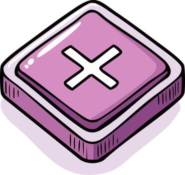 isométrica estilo púrpura cuadrado botón con un blanco cruzar icono para interfaces vector