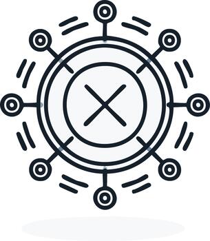 Abstract circular design with cross symbol and radiating lines in modern style vector