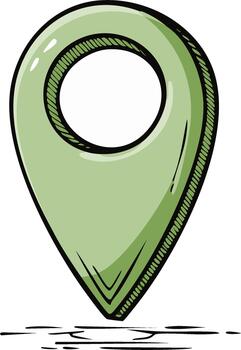 Hand Drawn Green Location Pin Marker Icon Illustration for Maps and Navigation vector