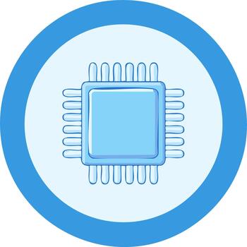 Blue Microchip Icon Symbolizing Technology, Computing, and Digital Processes vector