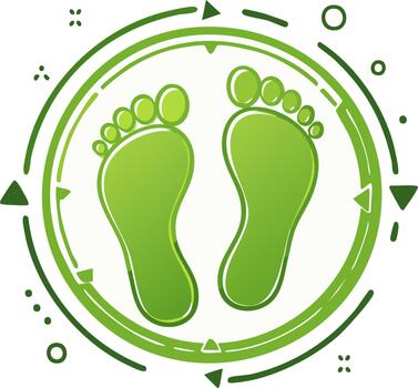 Green Footprints in Circular Path Symbolizing Environmental Journey and Sustainable Steps vector