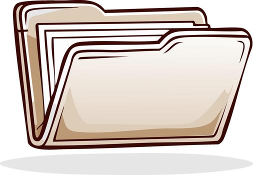 dibujos animados ilustración de un abierto archivo carpeta con papel documentos, concepto vector