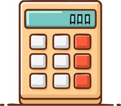 plano diseño dibujos animados calculadora con cuadrado botones y digital monitor pantalla vector