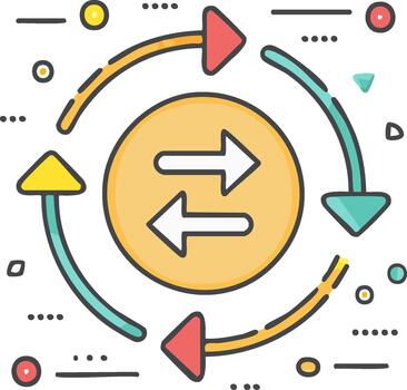 continuo intercambiar y transferir proceso con circular lazo flechas icono vector