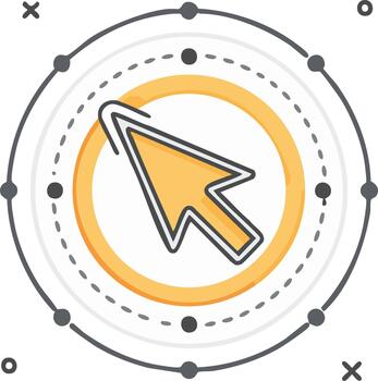 Arrow Cursor Inside Circle and Circles with Dots Concept Design for Technology Websites and Apps vector