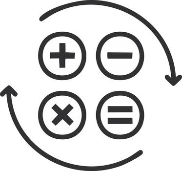 minimalista icono de matemático símbolos en un continuo circular proceso vector