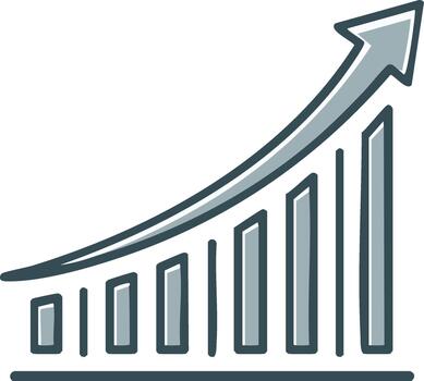 Stylized Bar Graph with Upward Arrow Representing Business Growth and Positive Trends vector