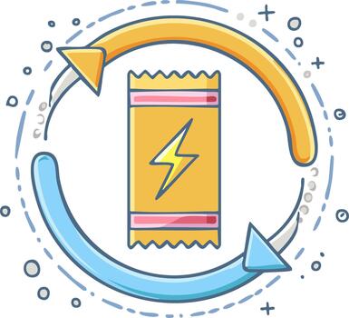 Energy bar with lightning bolt symbol in a recycling loop vector