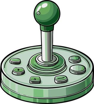Retro Arcade Controller with Green Joystick and Buttons vector