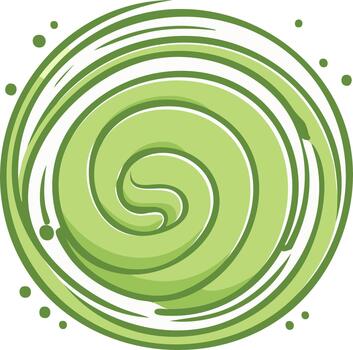 resumen verde espiral vórtice modelo con puntos y arremolinándose movimiento vector