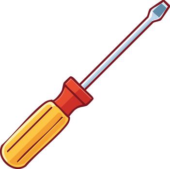 Flathead Screwdriver with Yellow Handle A Versatile Hand Tool for Home Improvement and Construction Projects vector
