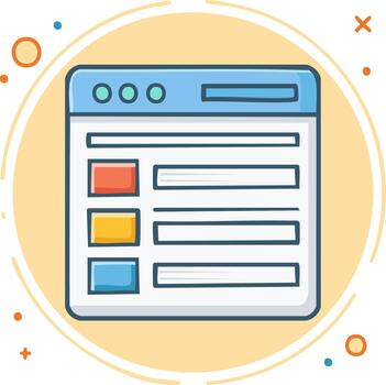 web página interfaz diseño con campos y botones en dibujos animados estilo en decorativo circulo antecedentes vector