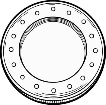 Circular design element with holes and layered structure in black and white vector