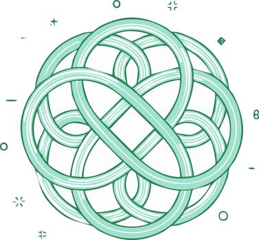 A light green spherical Celtic knot illustration representing an endless loop and interconnectedness vector