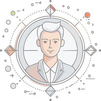 empresario usuario perfil avatar en un objetivo alcance para cliente atención y negocio estrategia vector