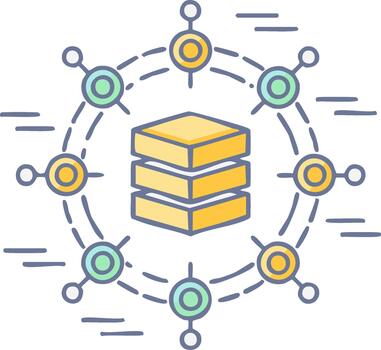 datos nube informática concepto ilustración con datos almacenamiento y conexión nodos vector