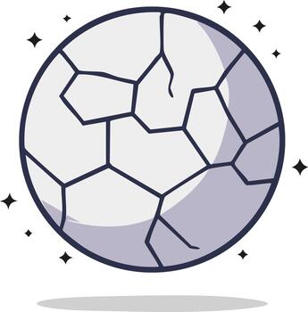 Abstract Cracked Planet Orb Icon with Shimmering Light and Floating Effect vector