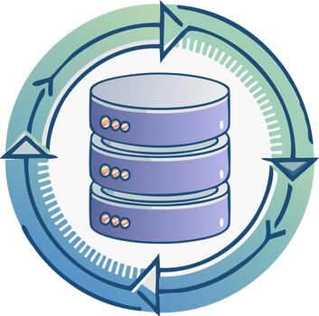 Database synchronization and data backup cycle illustration vector