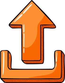 naranja subir icono con un negrita contorno y caricaturesco estilo significando datos transferir o Progreso vector