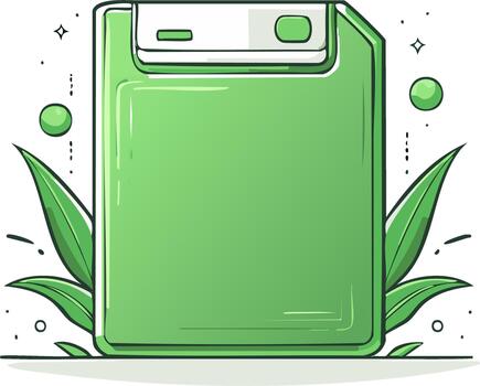 verde flexible disco datos almacenamiento icono con naturaleza elementos y moderno contorno Arte vector