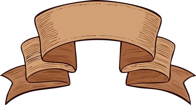 Vintage brown engraved ribbon banner for text or title old scroll design element vector