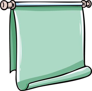 Empty green scroll hanging from a rod with white background vector