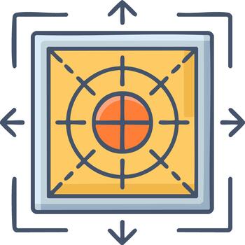 Resize Square Artwork with Circle Target and Arrows Directional Guide vector