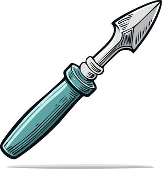 dibujos animados estilo ilustración de un lanza con agudo propina y turquesa encargarse de vector