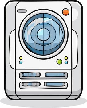 retro estilo aire acondicionamiento unidad con un grande circular ventilador y controlar botones vector