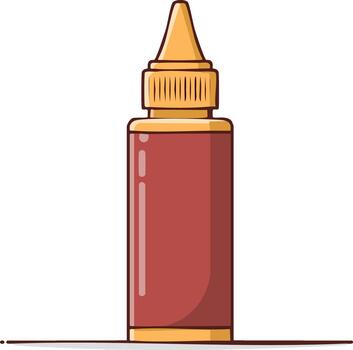 Dropper bottle illustration with red container and yellow cap for liquids in a minimalist style vector