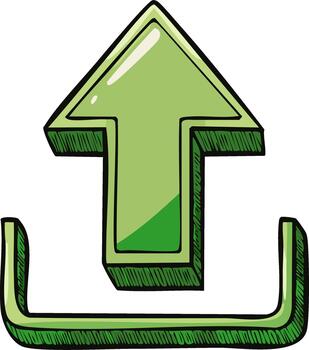 verde mano dibujado flecha icono representando subir datos transferir o hacia arriba dirección vector