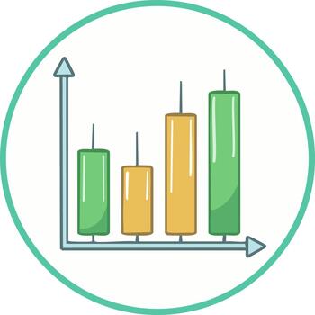 Hand Drawn Bar Chart Showing Growth Progress, Increase Trend, Investment Gain, Colorful Graph vector