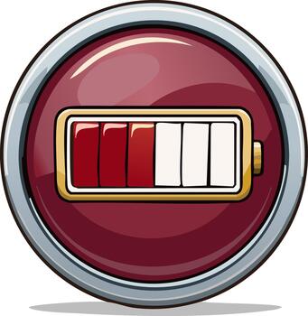 Partially Charged Battery Indicator Red Button Style Round Icon vector