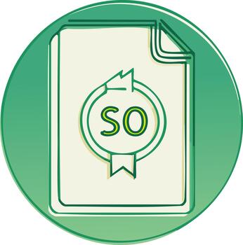 SO Certified Document Icon Green Circular Stroke Bordered Seal File vector