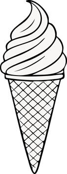 arremolinado suave hielo crema cono en negro y blanco para gráfico diseño vector