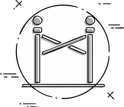 Hand Drawn Stanchion Barrier Ropes Sketch Icon for Event Queue Management vector