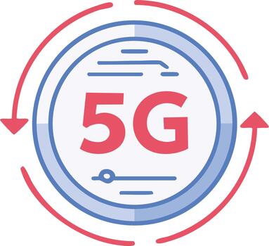 5g red símbolo con circular flechas en estilo para conexión y telecomunicaciones vector