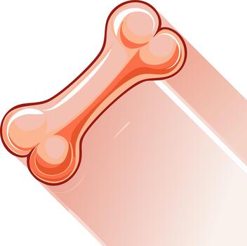 Stylized illustration of a dog bone with a long shadow effect vector