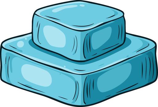 dos apilado refrescante azul hielo bloques con suave curvo bordes vector