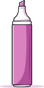 Pink highlighter pen drawing with a slanted tip and a simple shadow effect vector