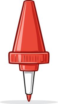 Red marker with a pointy tip design isolated illustration vector