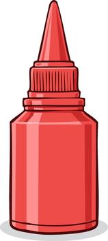 art illustration of a red plastic squeeze bottle with a pointed nozzle tip vector