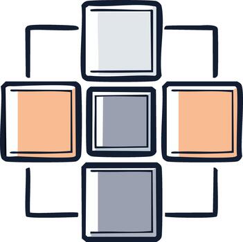 Linked Square Icons Displaying a Network or Web Connection concept for Design Elements vector