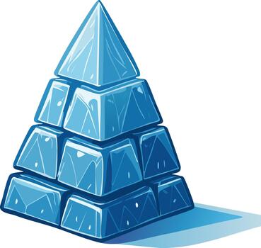 estilizado hielo bloques pirámide apilado en capas formando un triangular forma vector