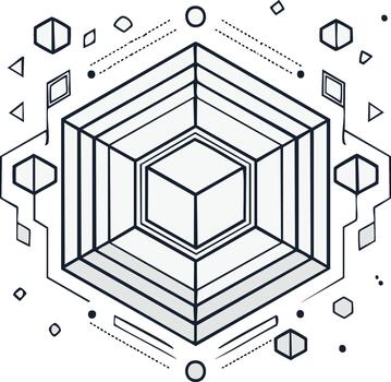 resumen geométrico hexágono cubo estructura con conectando líneas y formas vector