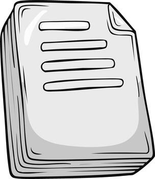 Stack of paper with document lines. Simple illustration. Cartoon art vector