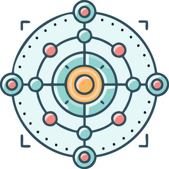 Abstract Circle Diagram with Connection Points and Outer Markings vector